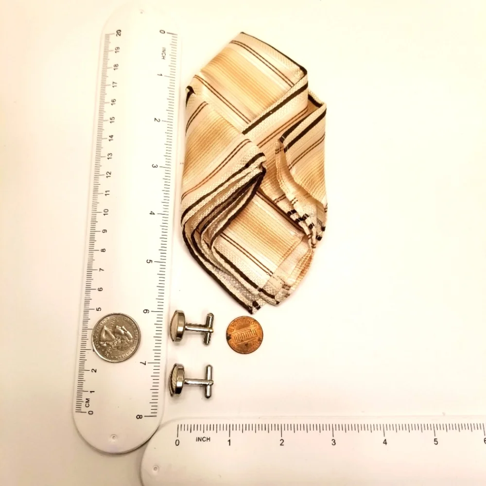 ✅Mariano Fortuni Milano Silk Pocket Square, Cuff Links, Tie, Box